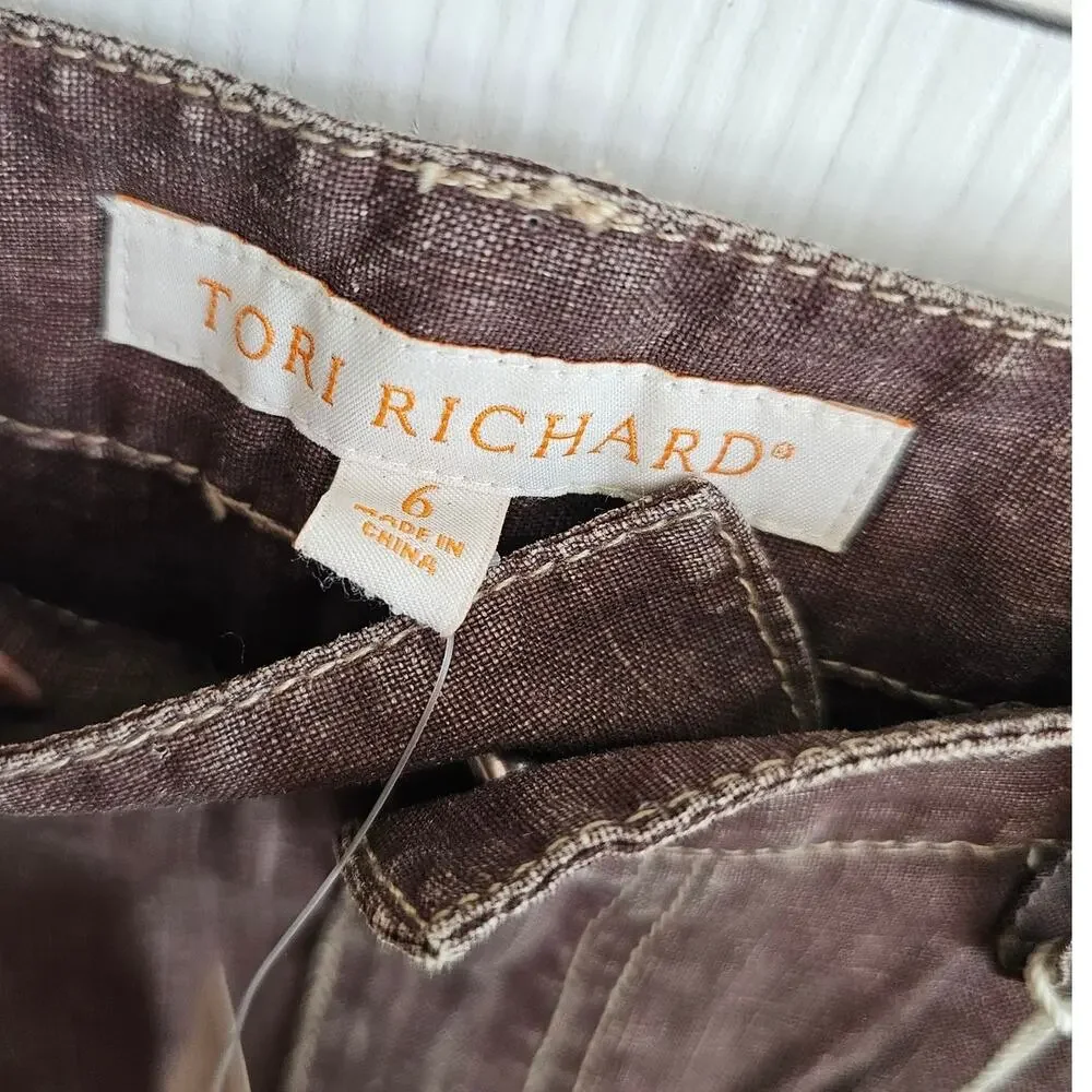 NWT Tori Richard Walnut Brown Linen Skirt Size 6 - Picture 3 of 6